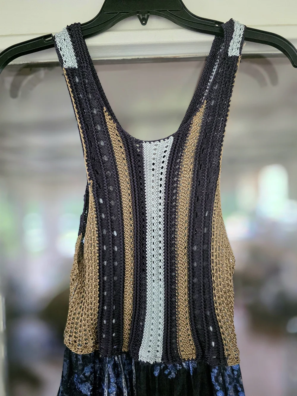 Free People FP Katies Blue Mixed-Media Crochet Mini Dress Boho Concert Sz Small - Picture 2 of 4